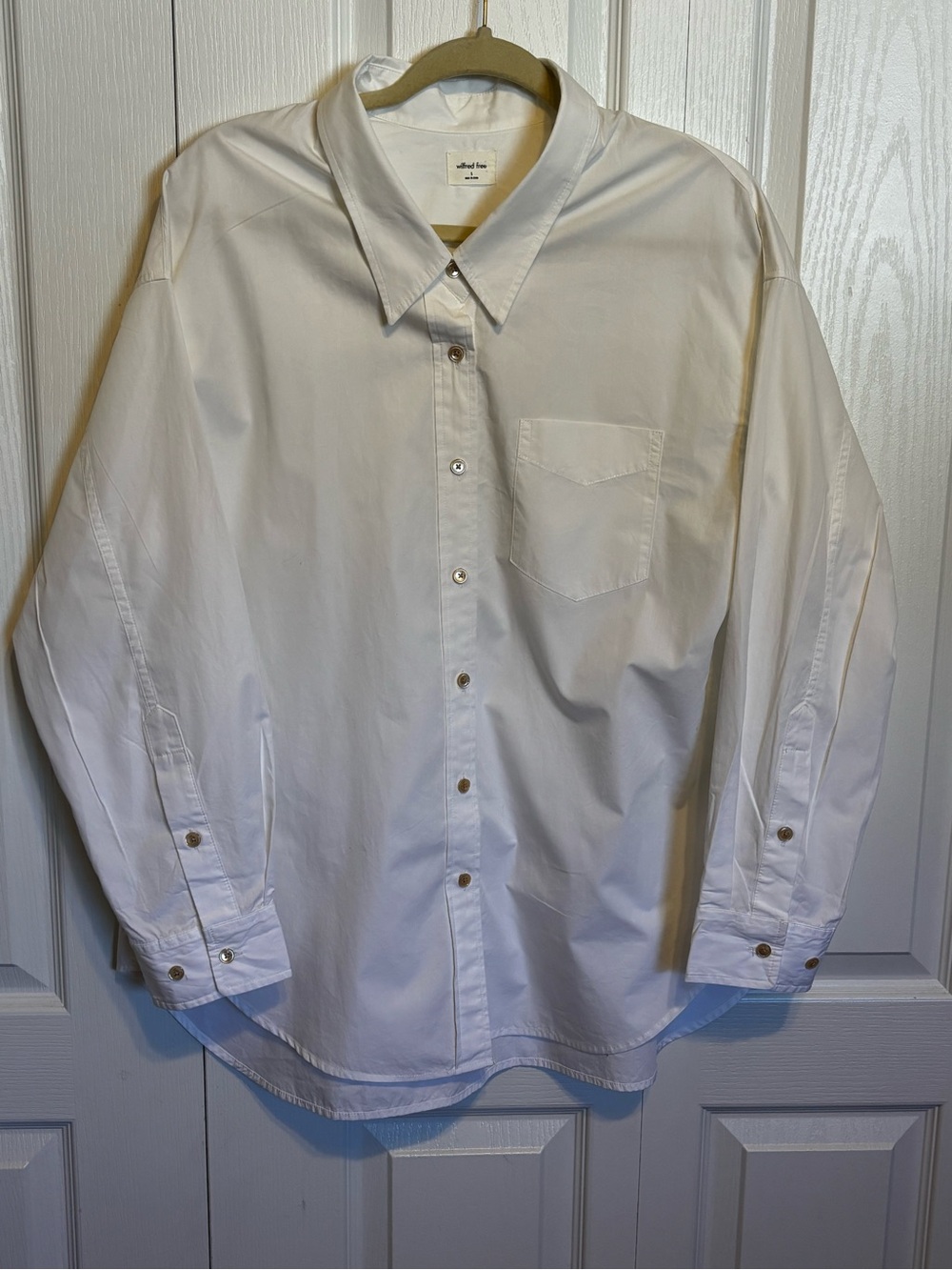 Aritzia Wilfred Free Relaxed Boyfriend Shirt White Cotton Oversized S